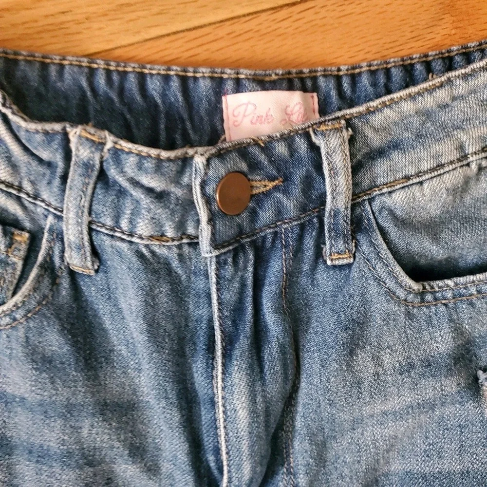 Pink Lily Priscilla Distressed‎ Girlfriend Medium Wash Jeans size 0